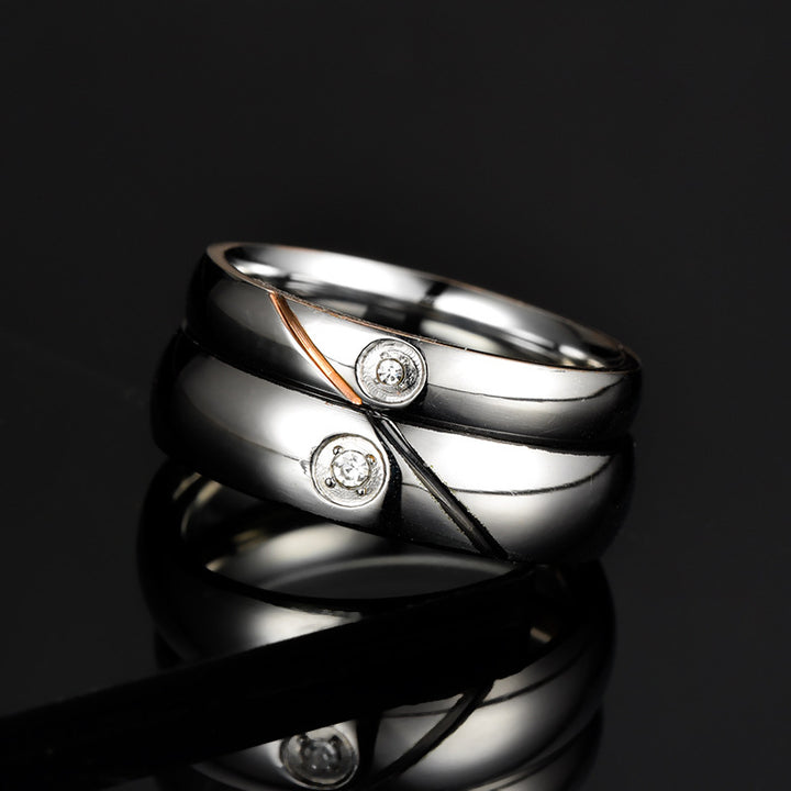 Stainless Steel Couple Ring With Diamond Style – Stylish Gifts — 1