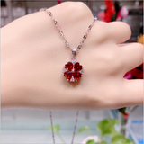 Sterling Silver Red Zircon Lucky Grass Collar Chain – Everyday Gifts — 4