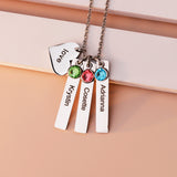 Birthday Stone Peach Heart Square Necklace – Jewelry Gift Ideas — 1