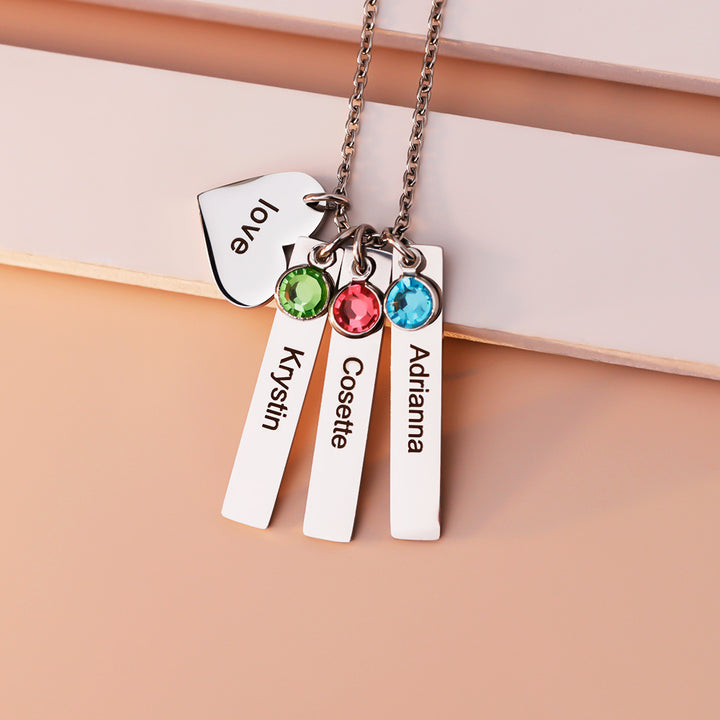 Birthday Stone Peach Heart Square Necklace – Jewelry Gift Ideas — 1