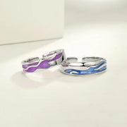 Pink Blue Lake Couple Sterling Silver Ring Pair – Gifts for Her — 2