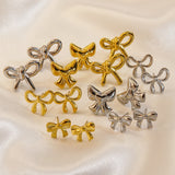 Bow Stainless Steel 14K Gold Earrings Necklace – Jewelry Gift Ideas — 1