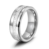 Single Row Diamond-embedded Slope Edge Unisex Silver – Birthday Gifts — 7