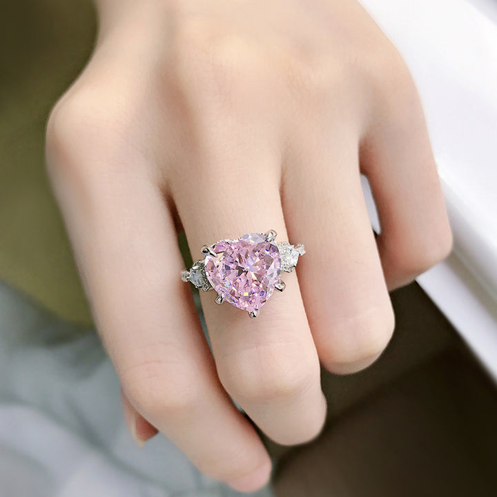 S925 Silver Heart Diamond Women's Ring – Gifts for Her — 1