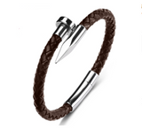 Men Genuine Leather Bullet Nail Bracelet – Jewelry Gift Ideas — 3