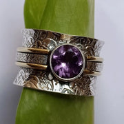 Women's Purple Antique Gold Pattern Ring – Gifts for Her — 1