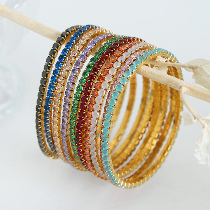 Colorful Zircon Stretch Bracelet Titanium Steel – Jewelry Gift Ideas — 1