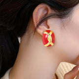 Vintage Egg Surface Enamel Enamel Earrings Women – Gifts for Her — 1