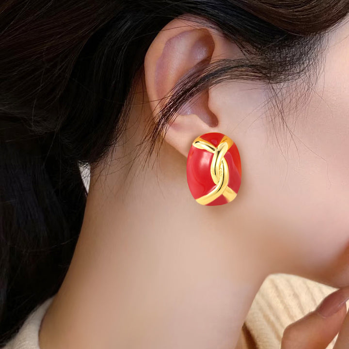 Vintage Egg Surface Enamel Enamel Earrings Women – Gifts for Her — 1