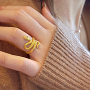 Real Gold Plated Snake-shaped Zircon Ring – Useful Gifts — 2