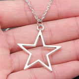 Silver Hollowed Out Pentagram Pendant Cross Chain – Jewelry Gift Ideas — 1