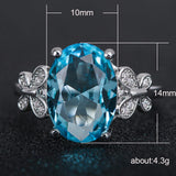 Oversized Sea Blue Zircon Ladies Ring Simple Bow – Holiday Gift Ideas — 3