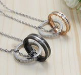 Rhinestone Double Ring Titanium Steel Couple – Jewelry Gift Ideas — 1