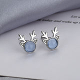 Moonstone Elk Blue Flash Drill Antler Earrings – Gifts for Her — 2