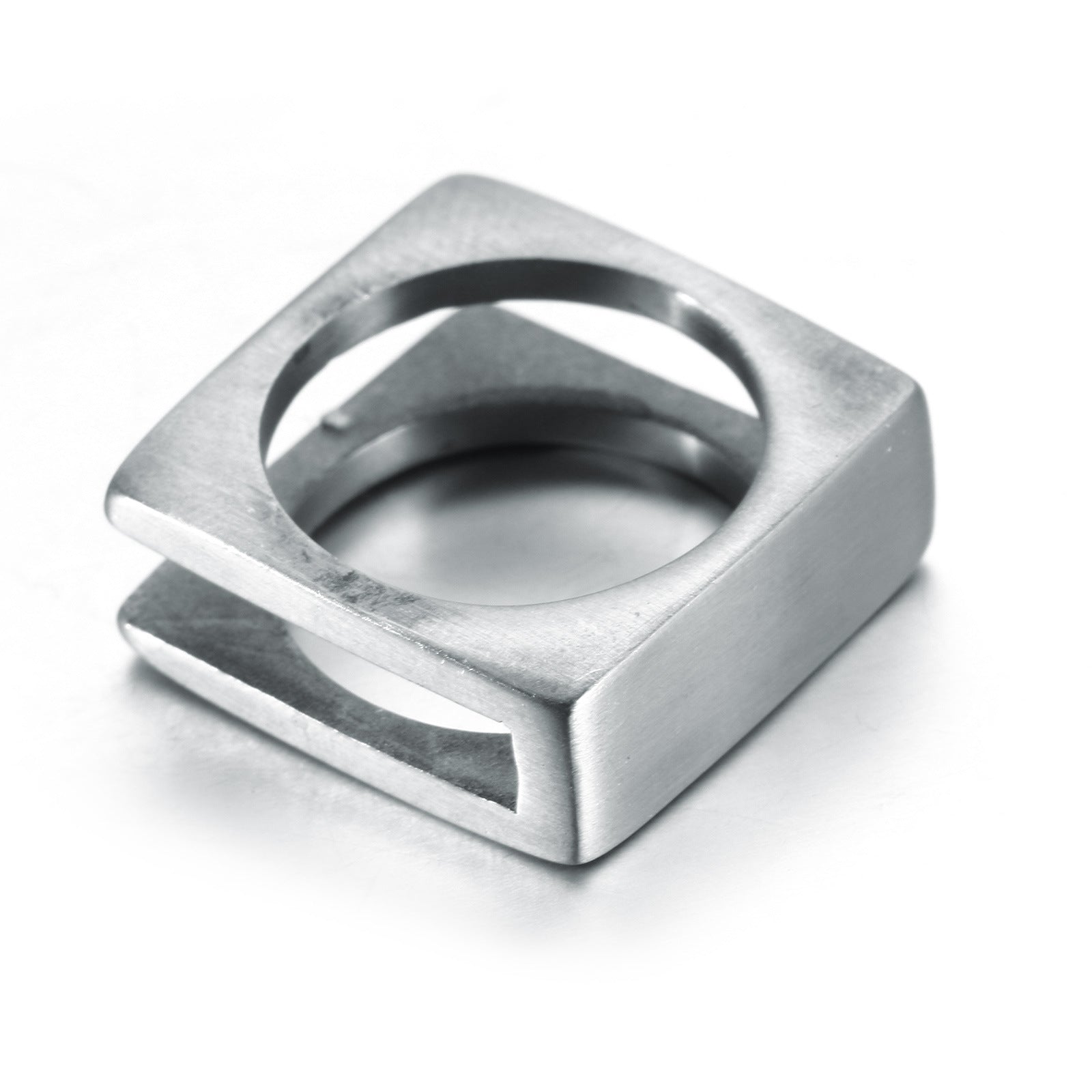 Men's Stylish Stainless Steel Square Hollow Ring – Gifts for Him — 1