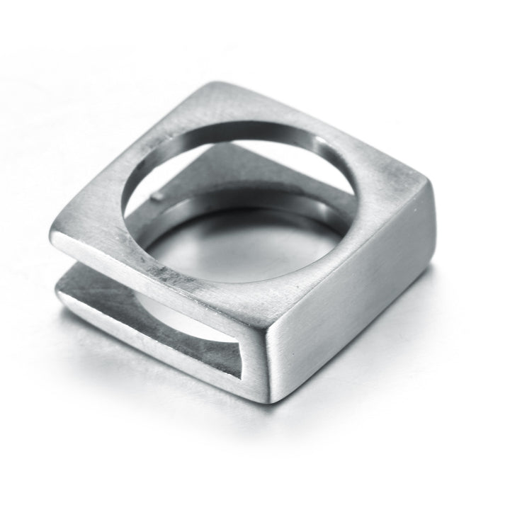 Men's Stylish Stainless Steel Square Hollow Ring – Gifts for Him — 1