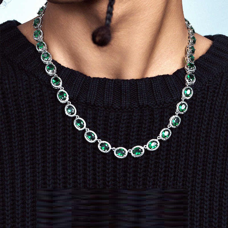 Retro Colorful Crystals Tennis Necklace For Men – Jewelry Gift Ideas — 1