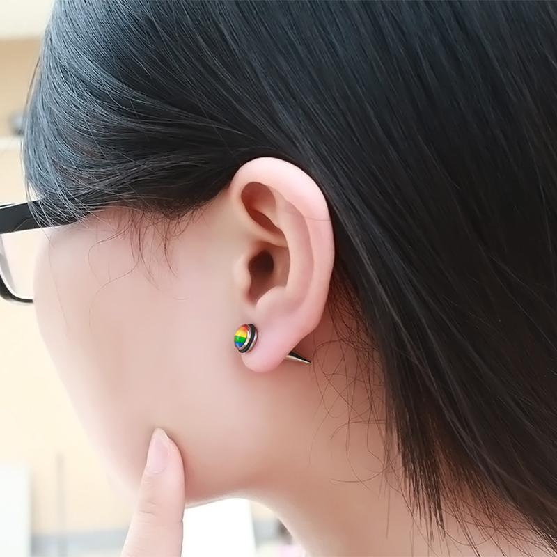 Rainbow Pride Titanium Steel Six Color Stud Earrings – Stylish Gifts — 1