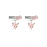 Ballet Style Cute Love Heart Stud Earrings Peach Heart – Stylish Gifts — 3