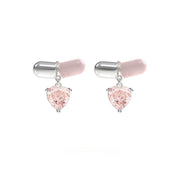 Ballet Style Cute Love Heart Stud Earrings Peach Heart – Stylish Gifts — 3