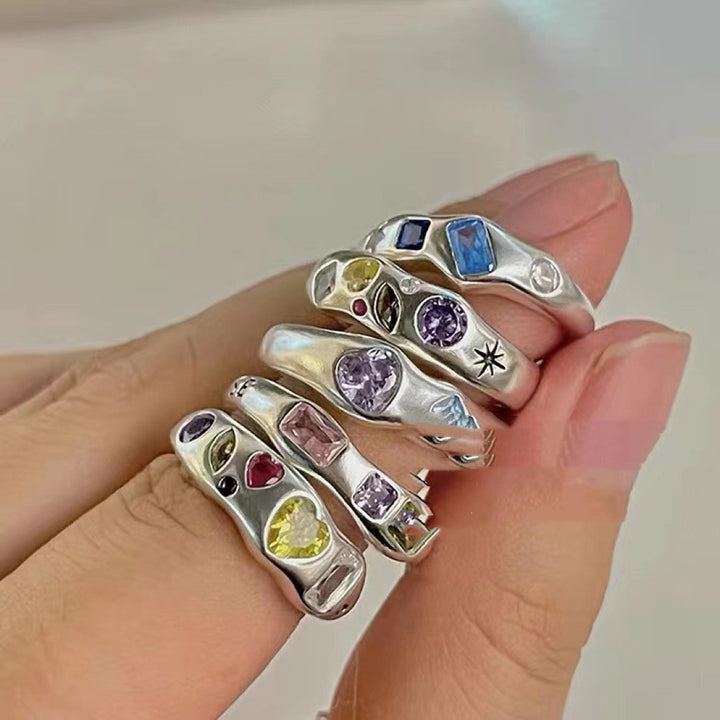 Sweet Small Colored Love Zircon Ring – Gifts for Couples — 1