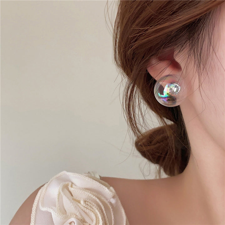 Colorful Glass Round Transparent Stud Earrings – Meaningful Gifts — 1