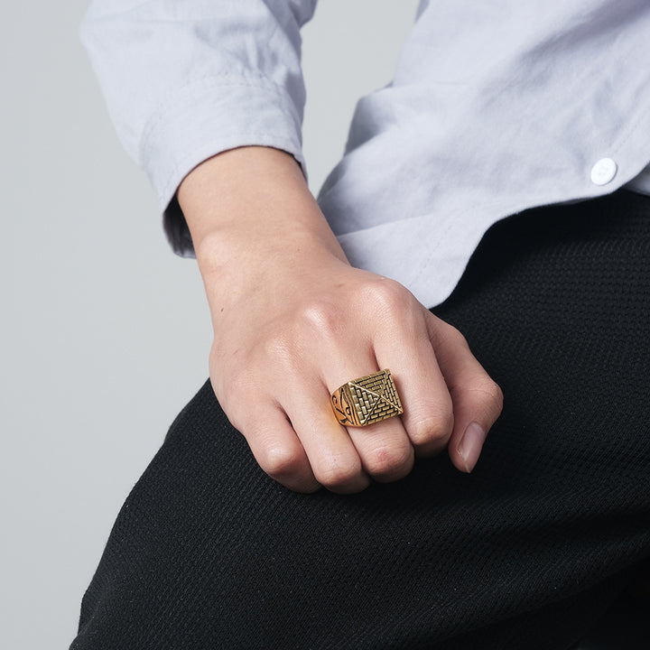 Egyptian Pyramid Eye Of Horus Stainless Steel Ring – Everyday Gifts — 1