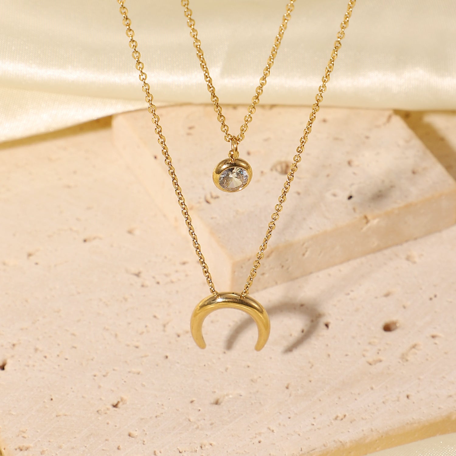 Single Zircon Double Layer Necklace – Jewelry Gift Ideas — 1