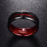 Men's 8mm Black and Red Tungsten Carbide Ring Matte – Gifts for Him — 5
