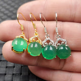 Fashion Personality Green Chalcedony Round Earrings – Stylish Gifts — 1
