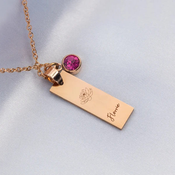 December Flower Birthday Stone Necklace Laser – Jewelry Gift Ideas — 1