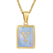 Titanium Steel 26 English Letter Necklace Blue – Jewelry Gift Ideas — 9