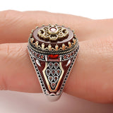 Vintage Two Tone Men's Red Onyx Ring – Gifts for Him — 1