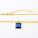 Sapphire Necklace Titanium Steel Block Snake Bone – Jewelry Gift Ideas — 4
