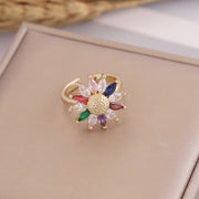 Colored Zircon Sunflower Ring Female – Gifts for Her — 3