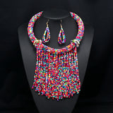Ethnic Style Tassel Bead Necklace And Earrings Suite – Stylish Gifts — 16