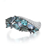 Women's Silver Inlay Sea Blue Zircon Ring – Gifts for Her — 3