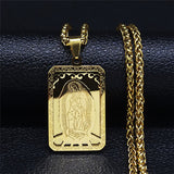 Retro Square Stainless Steel Gold Medal Necklace – Jewelry Gift Ideas — 1