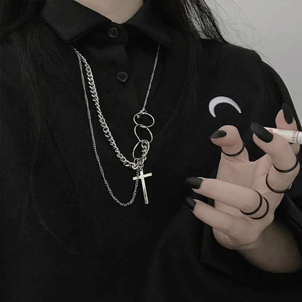 Circle cross multilayer necklace – Jewelry Gift Ideas — 1