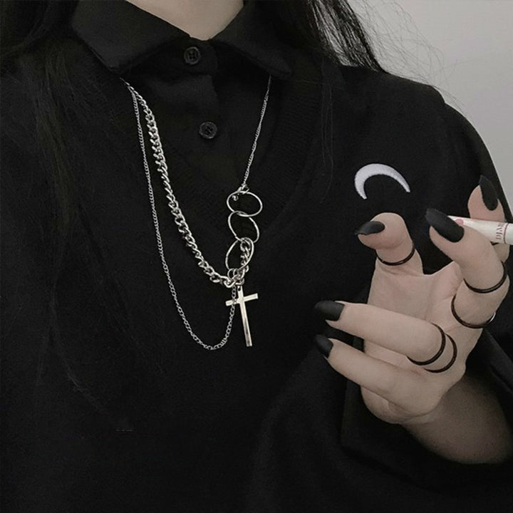 Circle cross multilayer necklace – Jewelry Gift Ideas — 1