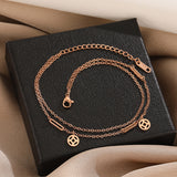 Women's Double Layer Simple Titanium Steel Feet Chain – Gifts for Her — 1