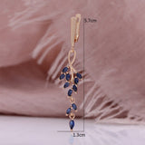 Sapphire Blue Zircon Leaf Earrings – Birthday Gifts — 2