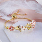 Bee Flowers And Beans Adjustable Bracelet – Jewelry Gift Ideas — 4
