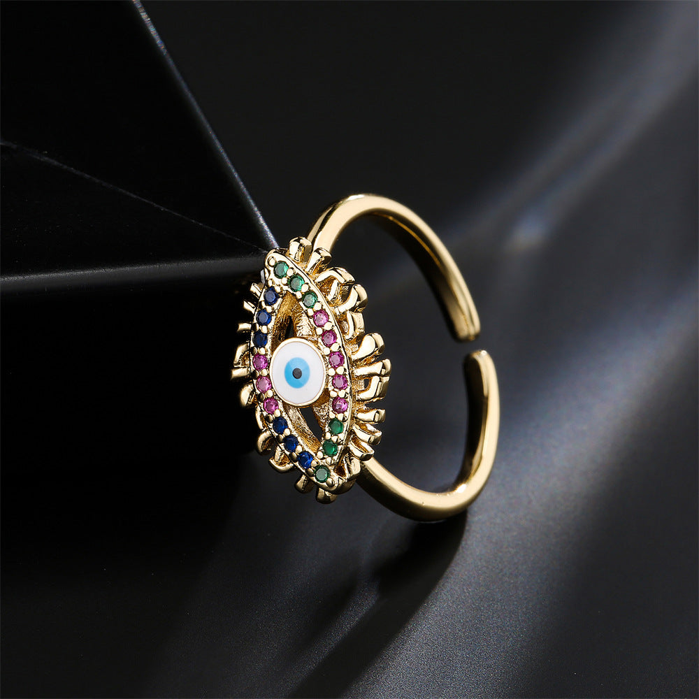 Lucky Eye Shape Geometric Ring Bronze Zirconium – Jewelry Gift Ideas — 1