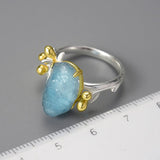 Natural Aquamarine Flower Adjustable Ring – Special Occasion Gifts — 5