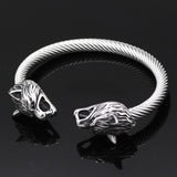 Viking Steel Color Double Wolf Head Bracelet – Jewelry Gift Ideas — 5