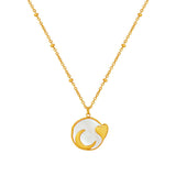 Small Retro Peach Heart White Sea Moon Necklace – Jewelry Gift Ideas — 2