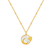 Small Retro Peach Heart White Sea Moon Necklace – Jewelry Gift Ideas — 2
