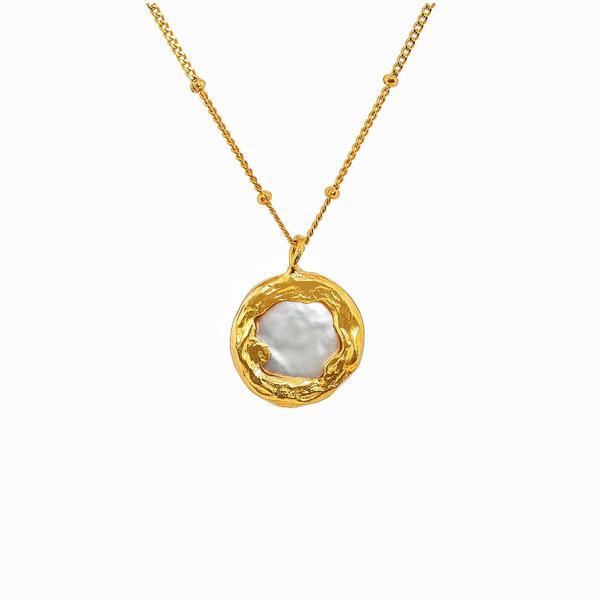 Button mother-of-pearl clavicle chain – Gifts for Her — 1