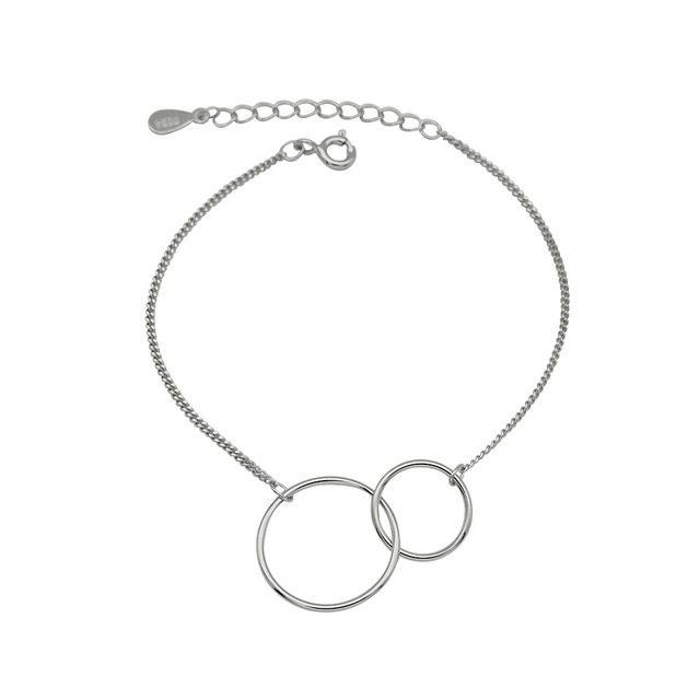 925 Sterling Silver Double Circle Round Bracelets – Birthday Gifts — 1